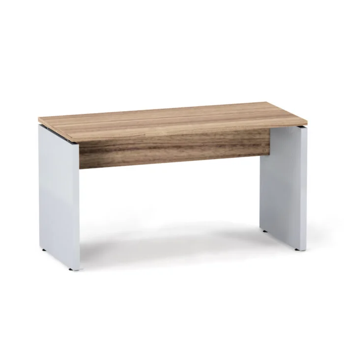 Mesa Gerência Pé Painel P25 Pandin 134 Cm Noce Naturale e Cinza